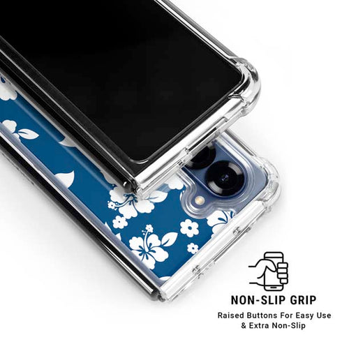 Blue and White Galaxy Z Fold6 Clear Case