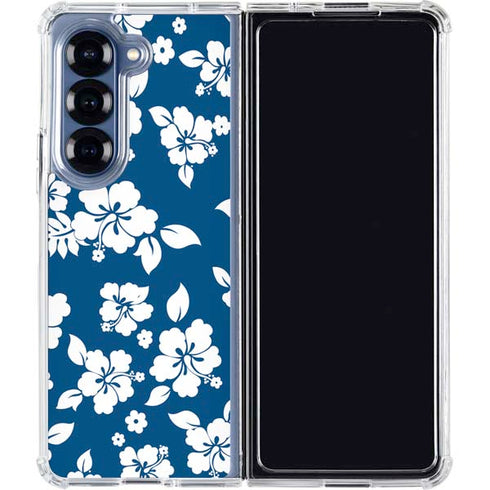 Blue and White Galaxy Z Fold7 Clear Case