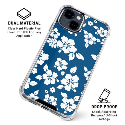 Blue and White iPhone 15 Clear Case