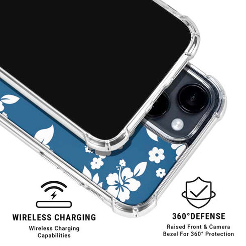 Blue and White iPhone 15 Clear Case