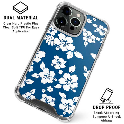 Blue and White iPhone 16 Pro Clear Case