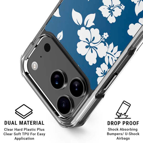 Blue and White iPhone 17 Pro Clear Case