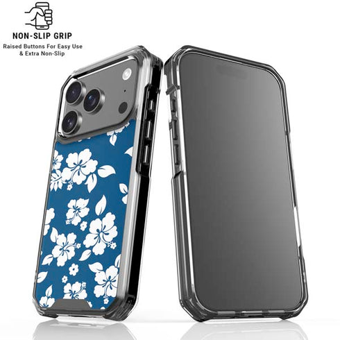 Blue and White iPhone 17 Pro Clear Case