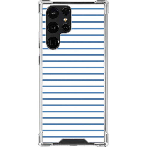 Blue and White Stripes Galaxy S23 Ultra Clear Case