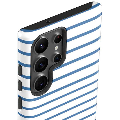 Blue and White Stripes Galaxy S23 Ultra Pro Case