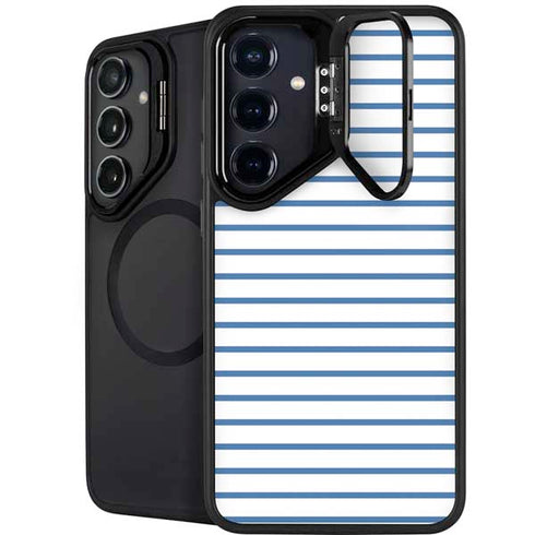 Blue and White Stripes Galaxy S25 Kickstand Case