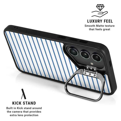Blue and White Stripes Galaxy S25 Kickstand Case