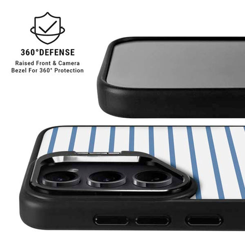 Blue and White Stripes Galaxy S25 Kickstand Case