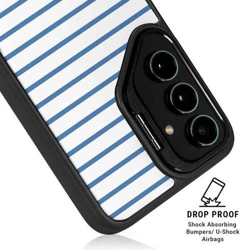Blue and White Stripes Galaxy S25 Kickstand Case