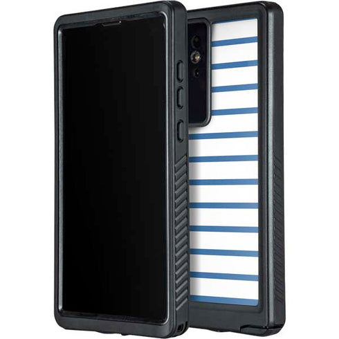 Blue and White Stripes Galaxy S24 Ultra Waterproof Case