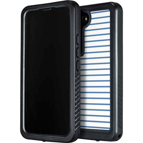 Blue and White Stripes Galaxy S24 Waterproof Case