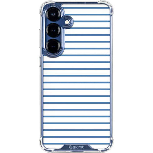 Blue and White Stripes Galaxy S25 Clear Case
