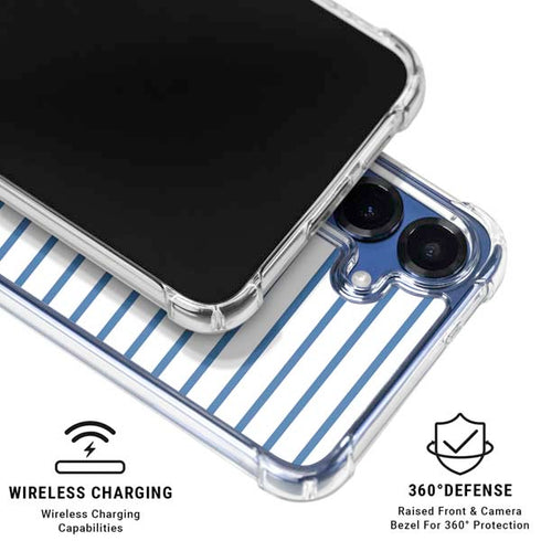 Blue and White Stripes Galaxy S25 Clear Case