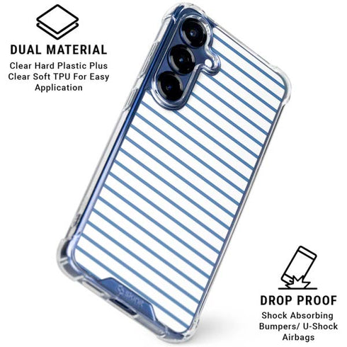 Blue and White Stripes Galaxy S25 Clear Case