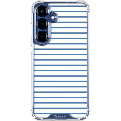 Blue and White Stripes Galaxy S25 Plus Clear Case