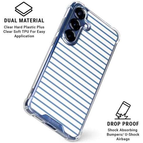 Blue and White Stripes Galaxy S25 Plus Clear Case