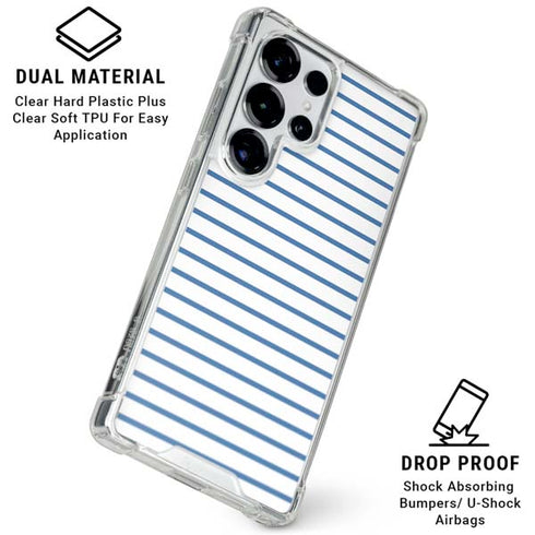 Blue and White Stripes Galaxy S25 Ultra Clear Case