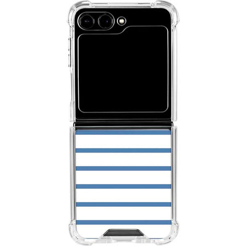 Blue and White Stripes Galaxy Z Flip6 Clear Case
