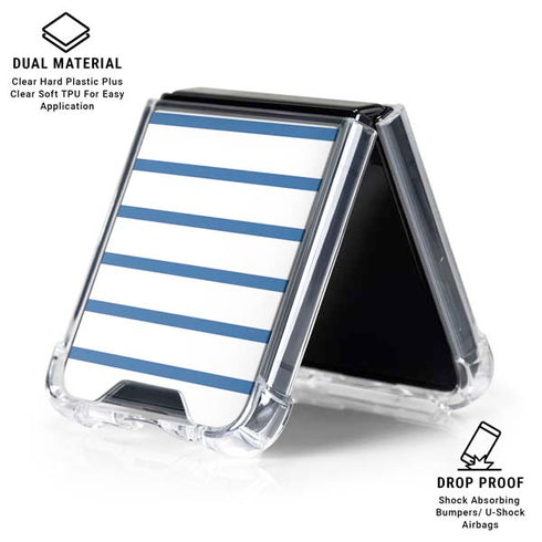 Blue and White Stripes Galaxy Z Flip6 Clear Case