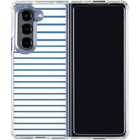 Blue and White Stripes Galaxy Z Fold5 5G Clear Case