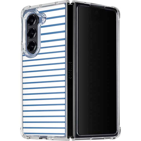 Blue and White Stripes Galaxy Z Fold5 5G Clear Case