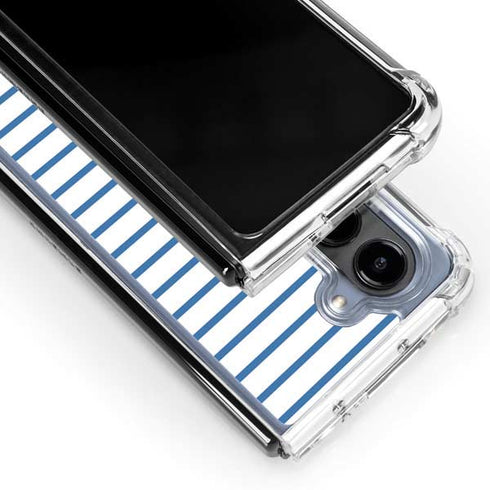 Blue and White Stripes Galaxy Z Fold5 5G Clear Case
