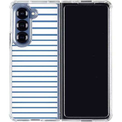 Blue and White Stripes Galaxy Z Fold6 Clear Case