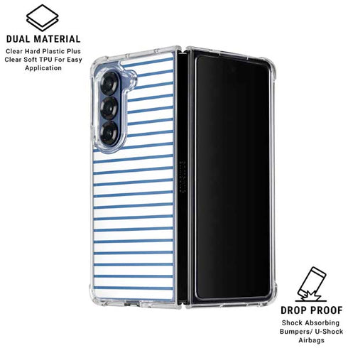 Blue and White Stripes Galaxy Z Fold6 Clear Case