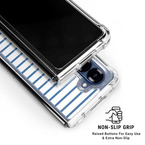 Blue and White Stripes Galaxy Z Fold6 Clear Case