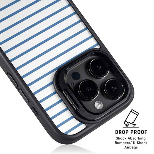 Blue and White Stripes iPhone 13 Pro Max Kickstand Case