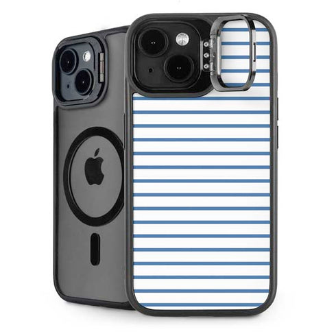Blue and White Stripes iPhone 14 Plus Kickstand Case