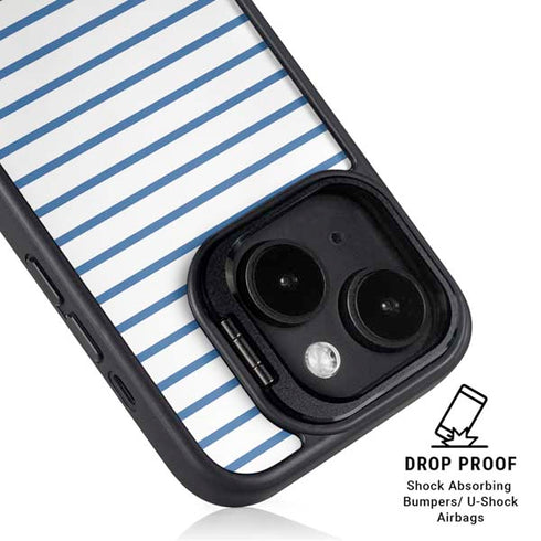 Blue and White Stripes iPhone 15 Kickstand Case