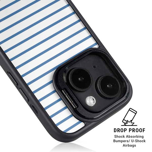 Blue and White Stripes iPhone 15 Plus Kickstand Case