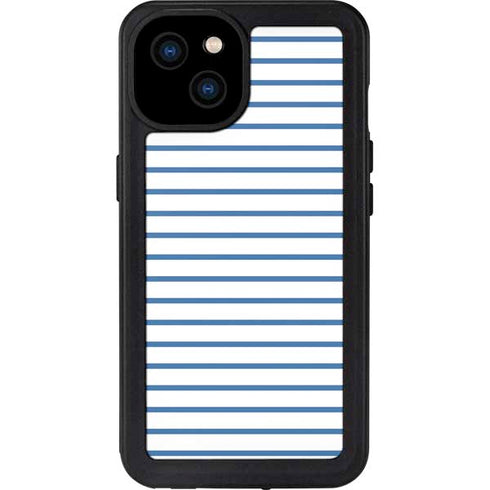 Blue and White Stripes iPhone 15 Plus Waterproof Case