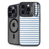 Blue and White Stripes iPhone 15 Pro Max Kickstand Case