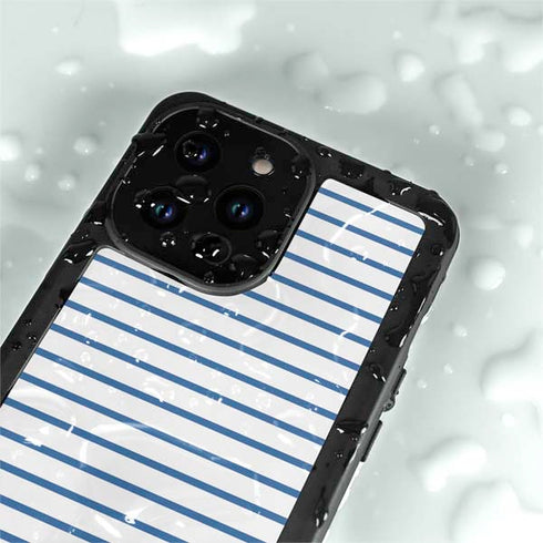 Blue and White Stripes iPhone 15 Pro Waterproof Case