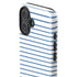 Blue and White Stripes iPhone 16 Plus Impact Case