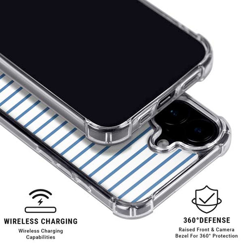 Blue and White Stripes iPhone 16 Plus MagSafe Case