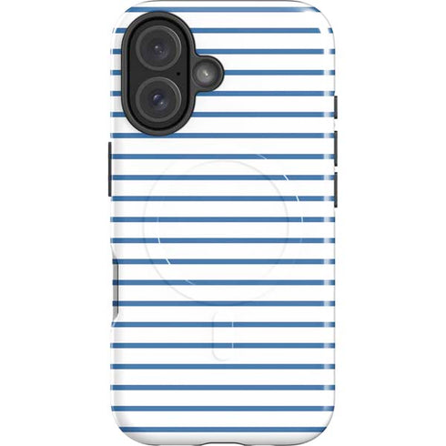 Blue and White Stripes iPhone 16 Plus Magsafe Impact Case