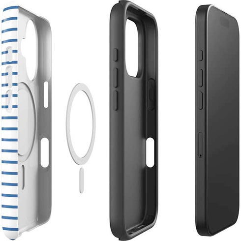 Blue and White Stripes iPhone 16 Plus Magsafe Impact Case