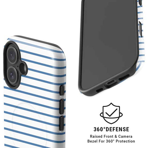 Blue and White Stripes iPhone 16 Plus Magsafe Impact Case