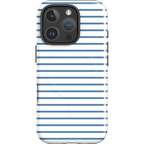 Blue and White Stripes iPhone 16 Pro Magsafe Impact Case