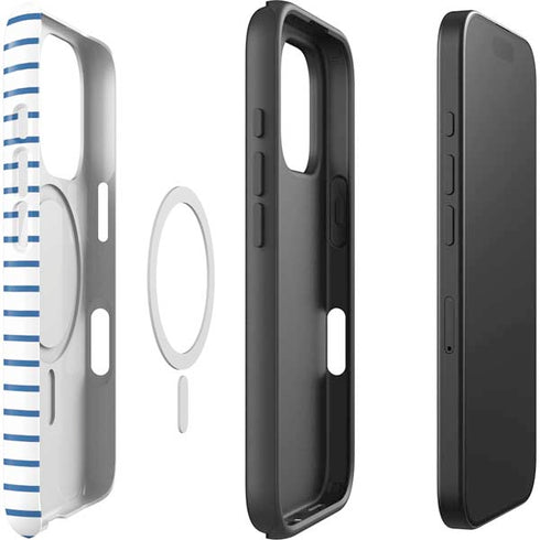 Blue and White Stripes iPhone 16 Pro Magsafe Impact Case