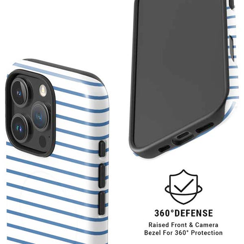 Blue and White Stripes iPhone 16 Pro Magsafe Impact Case