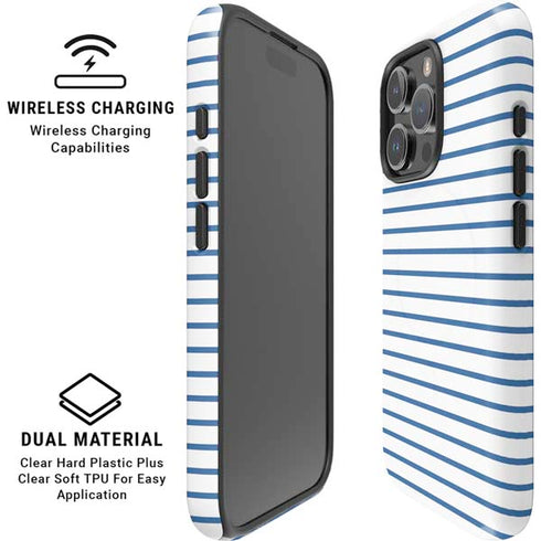 Blue and White Stripes iPhone 16 Pro Magsafe Impact Case