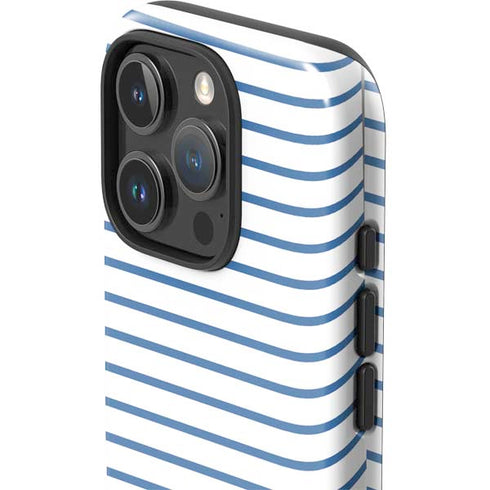 Blue and White Stripes iPhone 16 Pro Max Impact Case