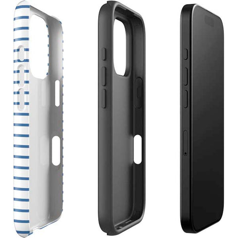 Blue and White Stripes iPhone 16 Pro Max Impact Case