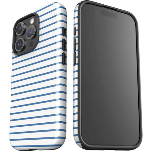 Blue and White Stripes iPhone 16 Pro Max Impact Case