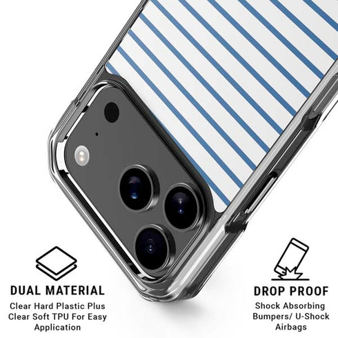 Blue and White Stripes iPhone 18 Pro Clear Case