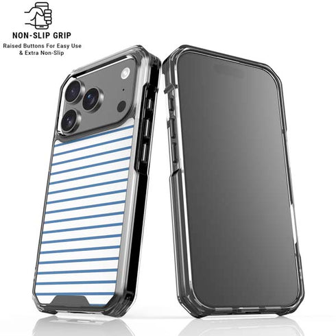 Blue and White Stripes iPhone 18 Pro Clear Case